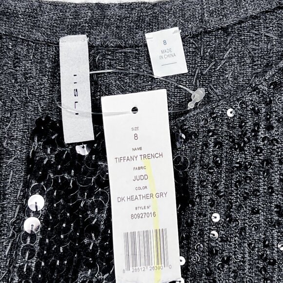 IISLI Elegant Designer Wool Sequins Gray Cardigan Kimono Orig $998! Size 8 - NWT - Picture 11 of 13